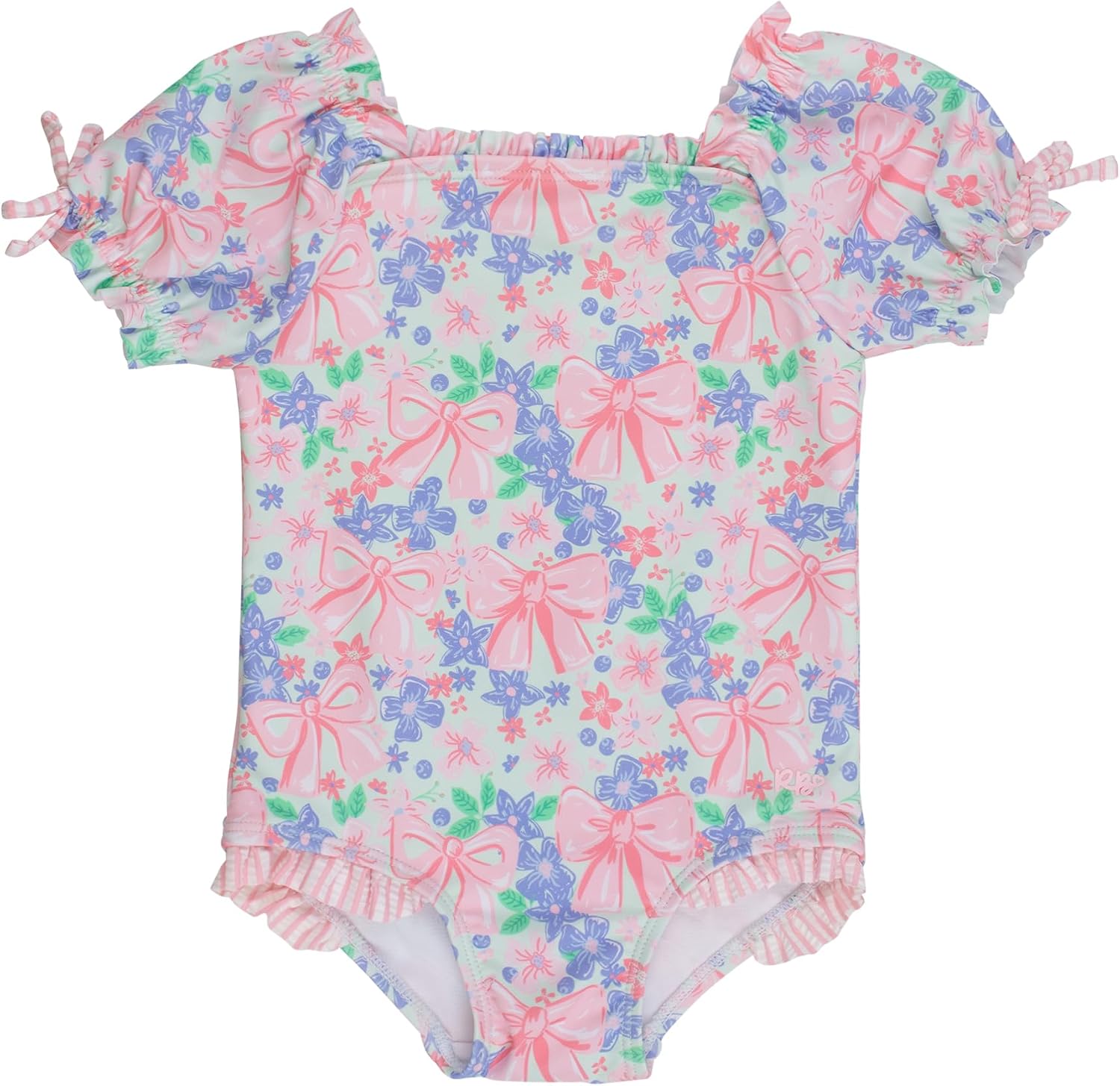 RuffleButts Baby/Toddler Girls Puff Sleeve One Piece Swimsuit