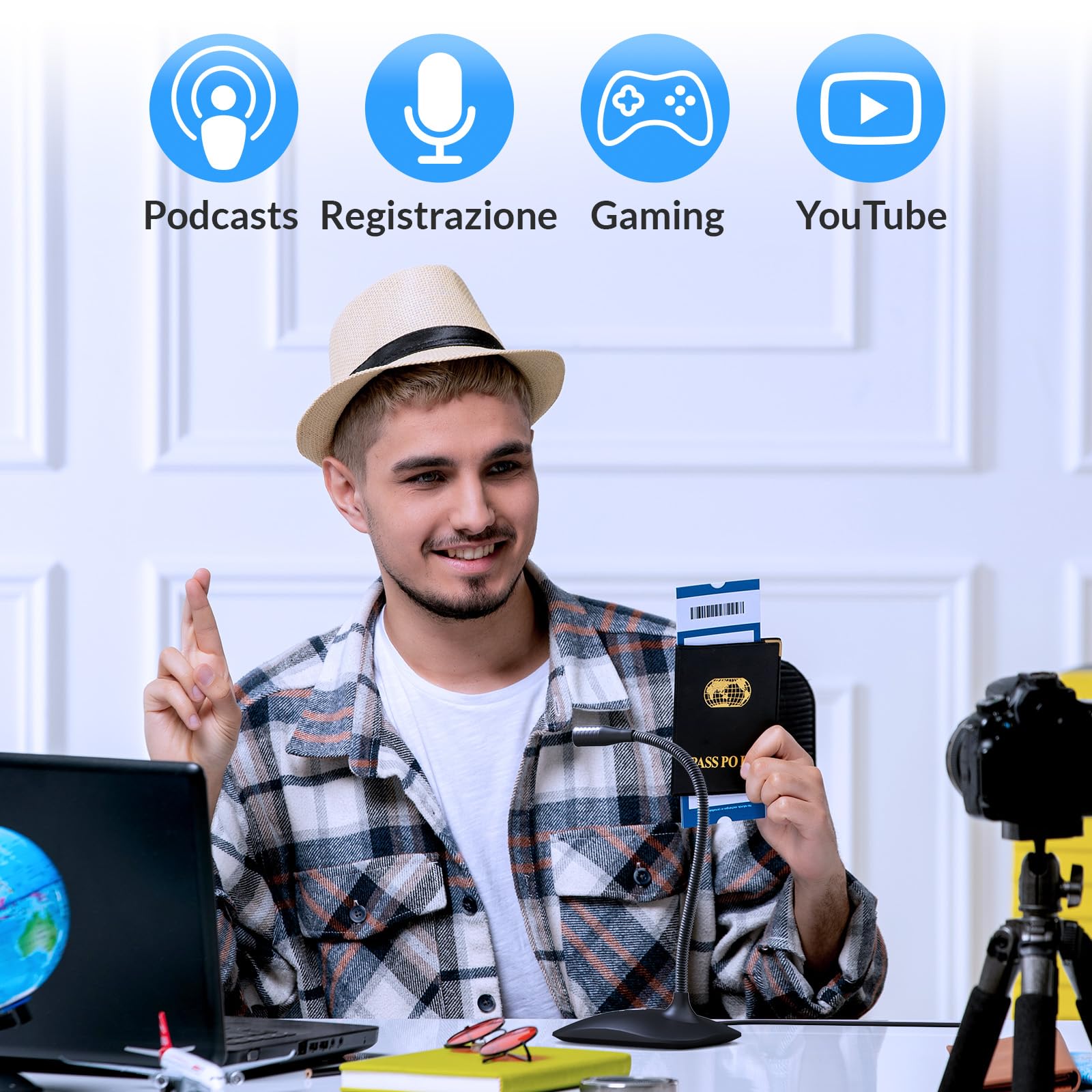 KLIM Talk – Microfono USB PC e PS4 – Microfono da Scrivania Omnidirezionale a Condensatore – Vasta Compatibilità – Plug & Play – Audio Professionale ad Alta Definizione - Nero [Nuova Versione]