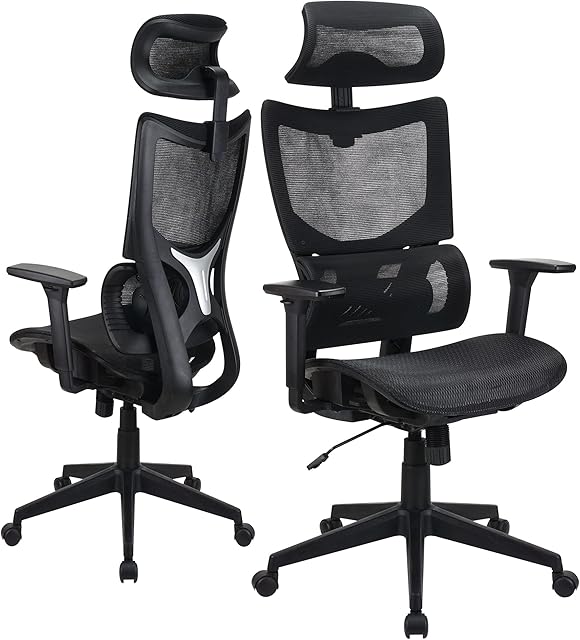 Play haha.Back Friendly Office Chair Ergonomic Desk Chair Swivel Chair With Adjustable Lumbar Support Headrest And Armrest Height Adjustment and Rocker Function(Black)