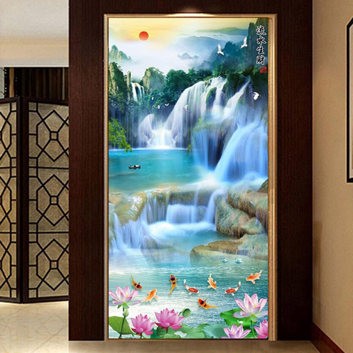 Instarry 5D Diamond Painting Full Drill Chinese Style Landscape Painting Mosaic Embroidery Modern Home Decor Arts and Crafts 31.5x15.7 inch