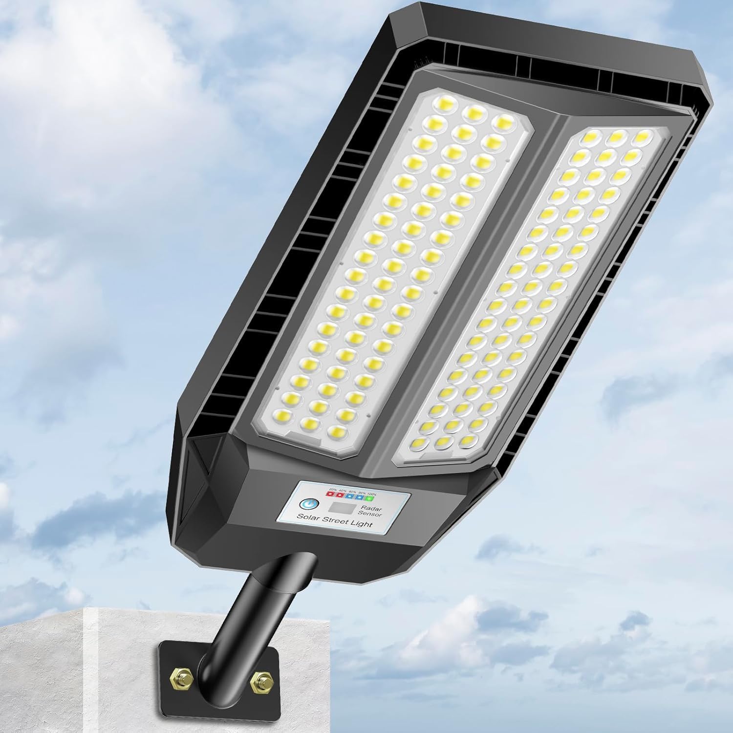 Adewalk 5000W Solar Lights Outdoor - 7000K LED Solar Street Lights Outdoor with Motion Sensor and Remote Control, IP66 Waterproof, Dusk to Dawn for Yard, Patio, 1 Pack