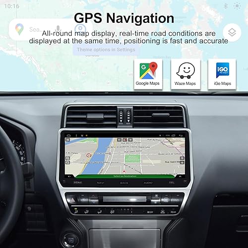 Miniatura 4 de Radio de coche para Toyota Land Cruiser Prado 2018-2022 2G+32G 12.3 pulgadas Android 10 pantalla táctil estéreo de coche multimedia audio estéreo