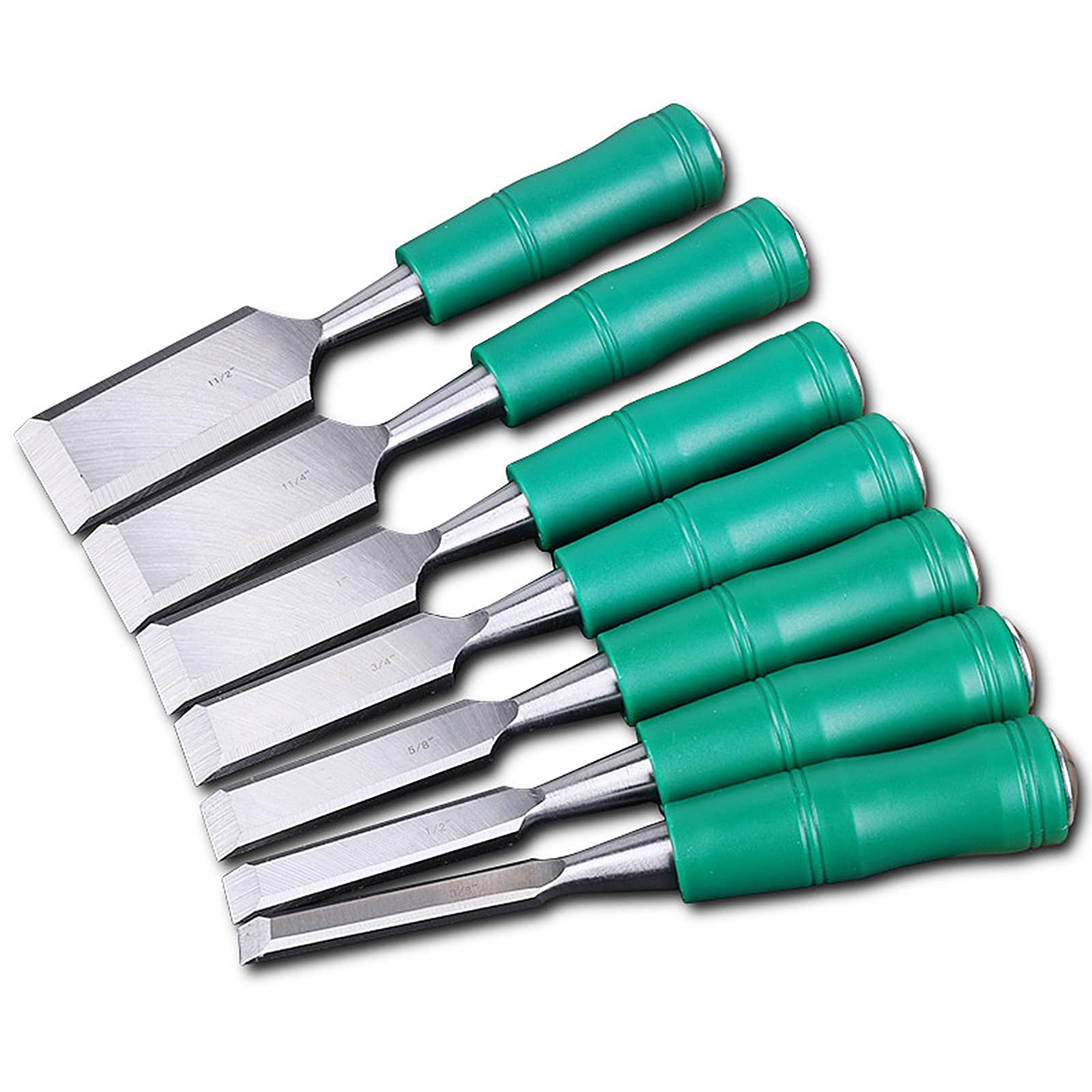 Juego de 7 cinceles para Madera, Resistentes cinceles de Acero al manganeso para carpintería con Mango ergonómico, Tapa de Impacto de Acero y Protector de Hoja.