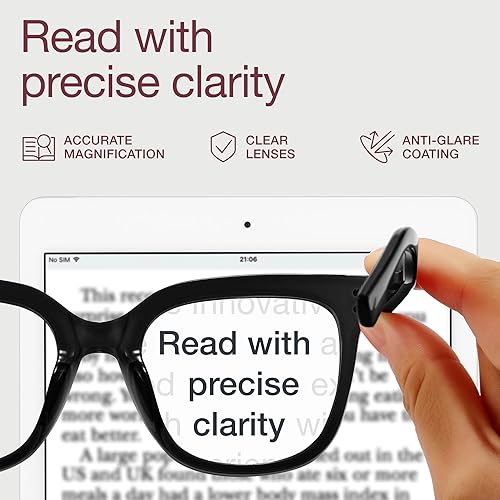 Miniatura 3 de miyya Gafas de lectura con estilo para mujeres, gafas de tramposo, lectores de luz azul sobredimensionados, gafas de moda, Negro