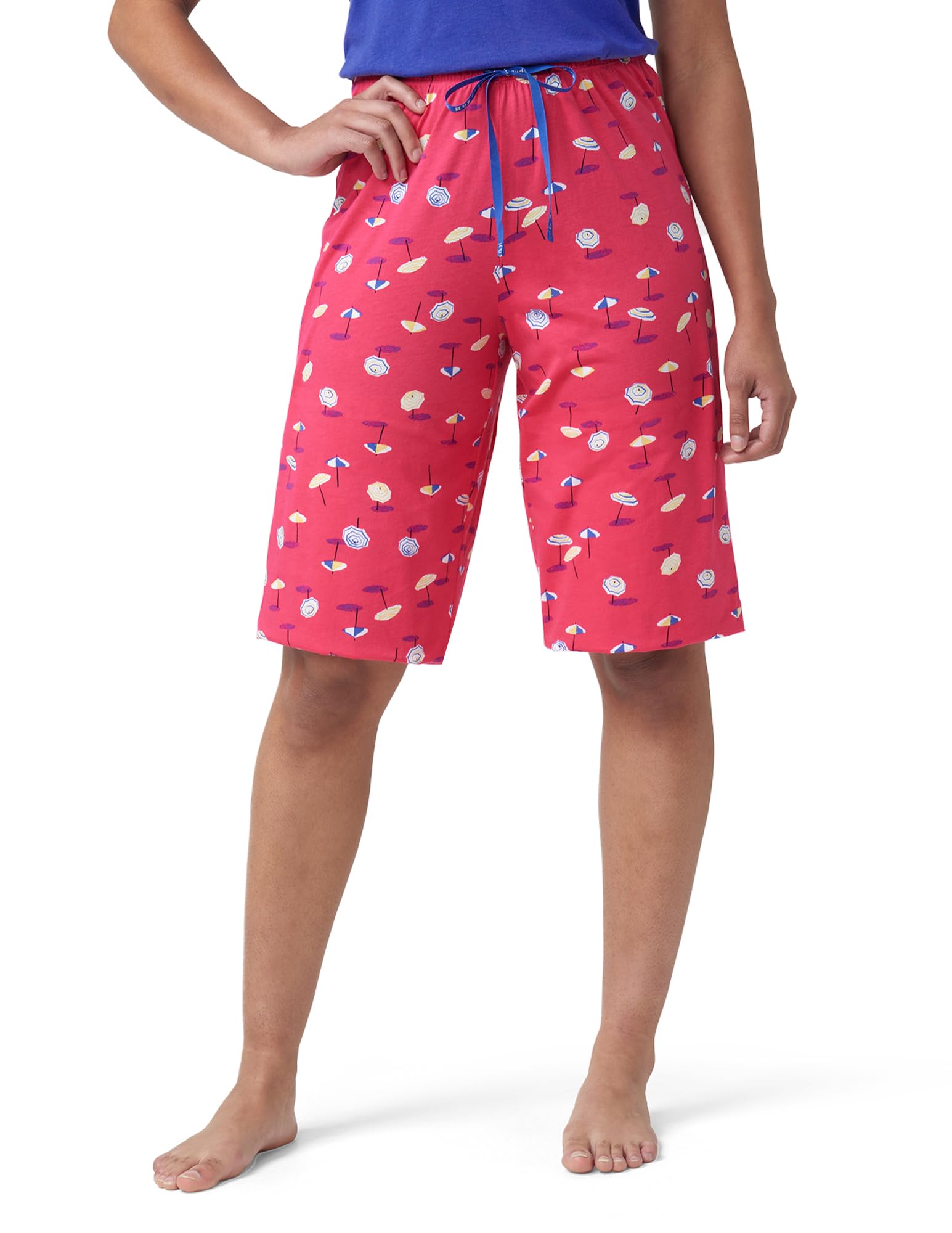 HUE Women's Summer Vacation Pajama Separates, Soft, Whimsical Print Pjs with Tropical Beach Themes, Flip Flops, Cocktails