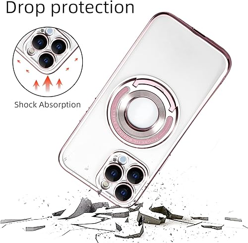 Miniatura 2 de Funda magnética con soporte invisible para iPhone 13 Pro Max, compatible con MagSafe, protector de lente de cámara integrado, chapado de lujo,