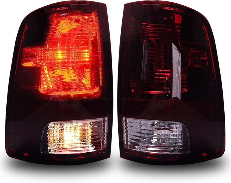 Par de lanternas traseiras MAYELLO fumê vermelhas para Dodge Ram 1500, 2500 e 3500 2009–2018 e Ram 1500 Classic 2019–2024