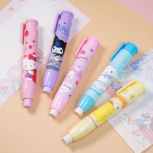 Miniatura 2 de 5 + 1 borradores Kawaii para niños y gatitos retráctiles, lindos borradores para niñas, melodía de anime, divertida, caricatura, novedad, borrador