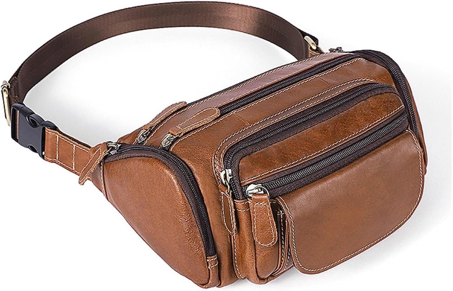 Sac banane vintage grande capacité pour homme - Solution sacoche bandoulière multipoche