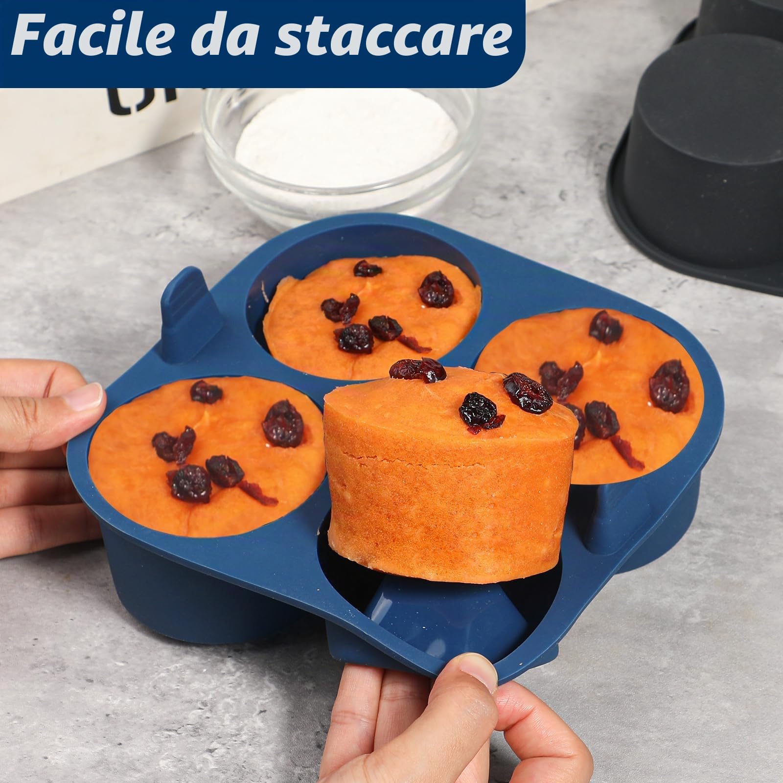 webake Vassoio profondo in silicone per muffin, per friggitrice ad aria, 2 pezzi, 8 cm, grandi stampi giganti per cupcake, cupcake, torte, budini, 18,5 x 18 x 5 cm