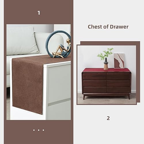 Miniatura 2 de Camino de mesa, lavable a máquina, decorativo, para comedor, fiesta, tocador, bufanda, hogar al aire libre (avena, 14 x 51)