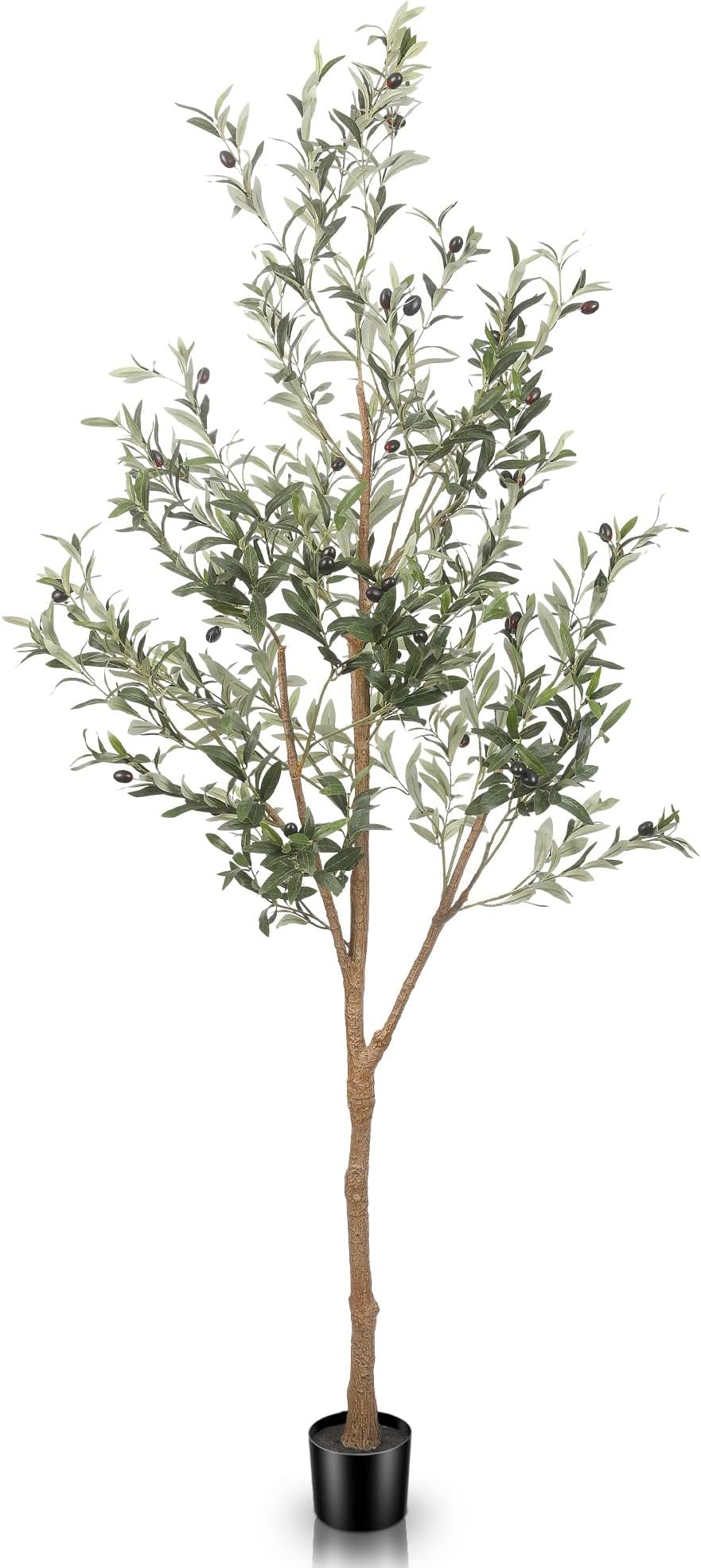 6ft Artificial Olive Tree Tall Fake Potted Olive Silk Tree with Planter Large Faux Olive Branches and Fruits Artificial Tree for Office House Living Room Home Decor