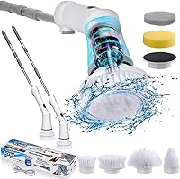 Vista 1 de Limpiador eléctrico giratorio, cepillo de limpieza inalámbrico con 6 cabezales de cepillo reemplazables, mango de extensión ajustable, cepillo