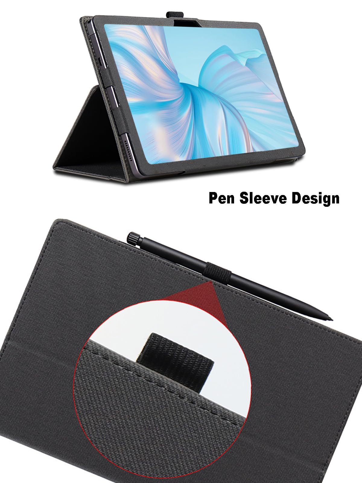 Case For Blackview Tab 90 WiFi 10.92 Inch, Blackview Tab 90 WiFi Tablet Case, Folding Stand Protective Cover With Pencil Holder And Wrist Strap, Full Protection. (Black