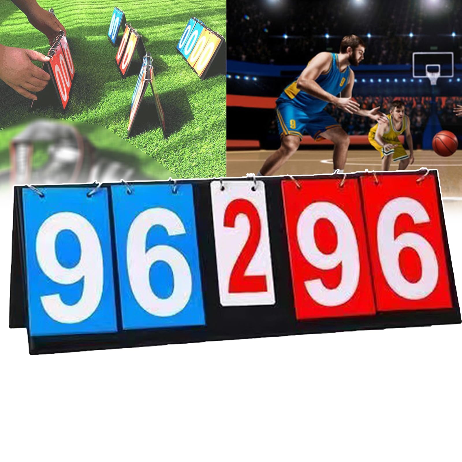 Tragbare Anzeigetafeln, faltbares Design, Stabiler Stand, einfach umzudrehen + leicht/tragbar, platzsparend, mit Metall-Sprengring, für Sportveranstaltungen in der Schule/Hochschule/Gemeinde, 5-stel