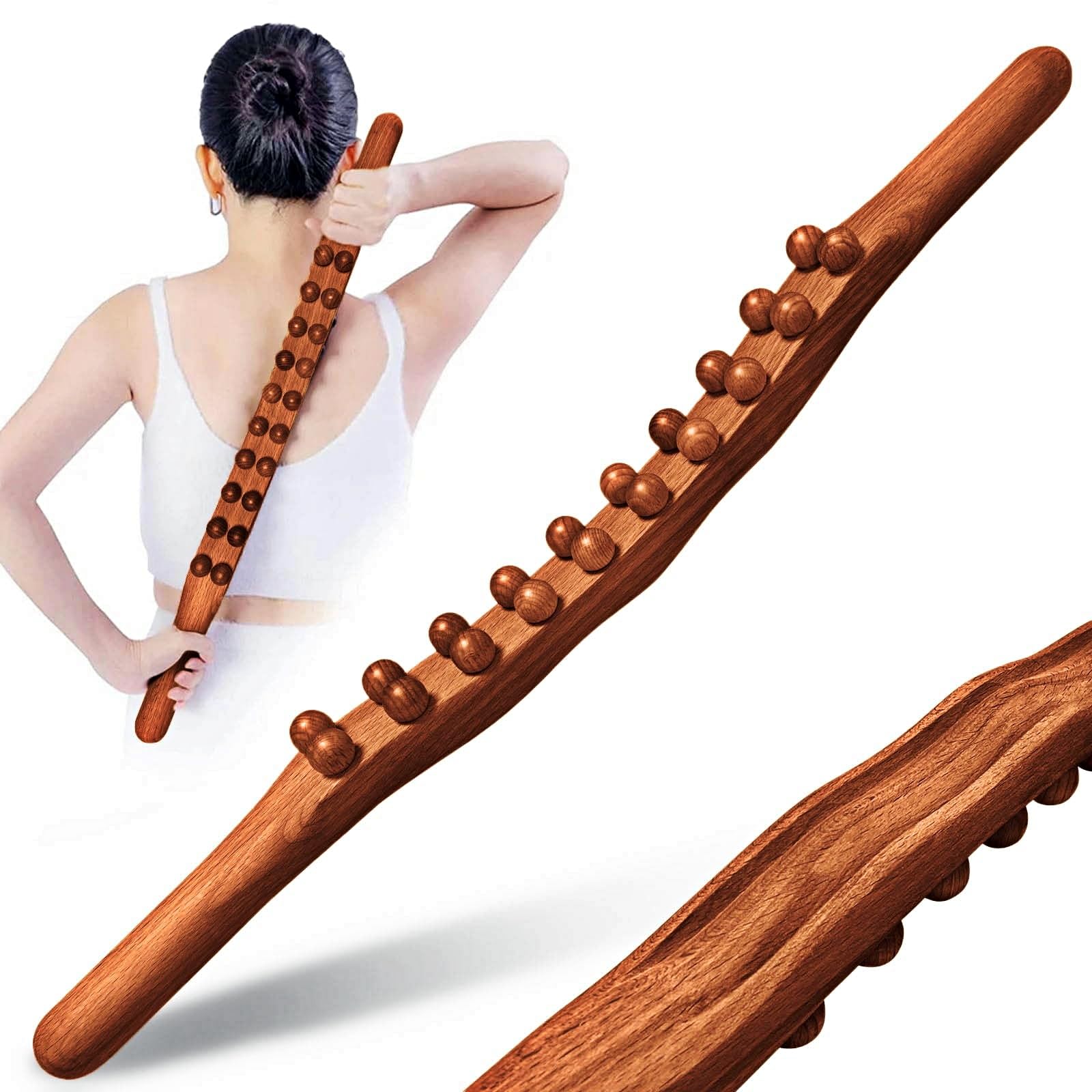 Flavoma Wood Stick Therapy Back Massager | Scraping Lymphatic Drainage Massager | Double Row 20 Beads Point Treatment Tools For Back Leg Whole Body (B0DBD7F4GK) Amazon Price History, Amazon Price Tracker
