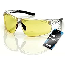 voltX 'ULTIMATE SPORTS' Bifocal Safety Glasses +2.0 Dioptre, ULTIMATE Yellow - Anti Fog Coated UV400 lens - Adjustable nosepiece - Microfibre Carry Bag