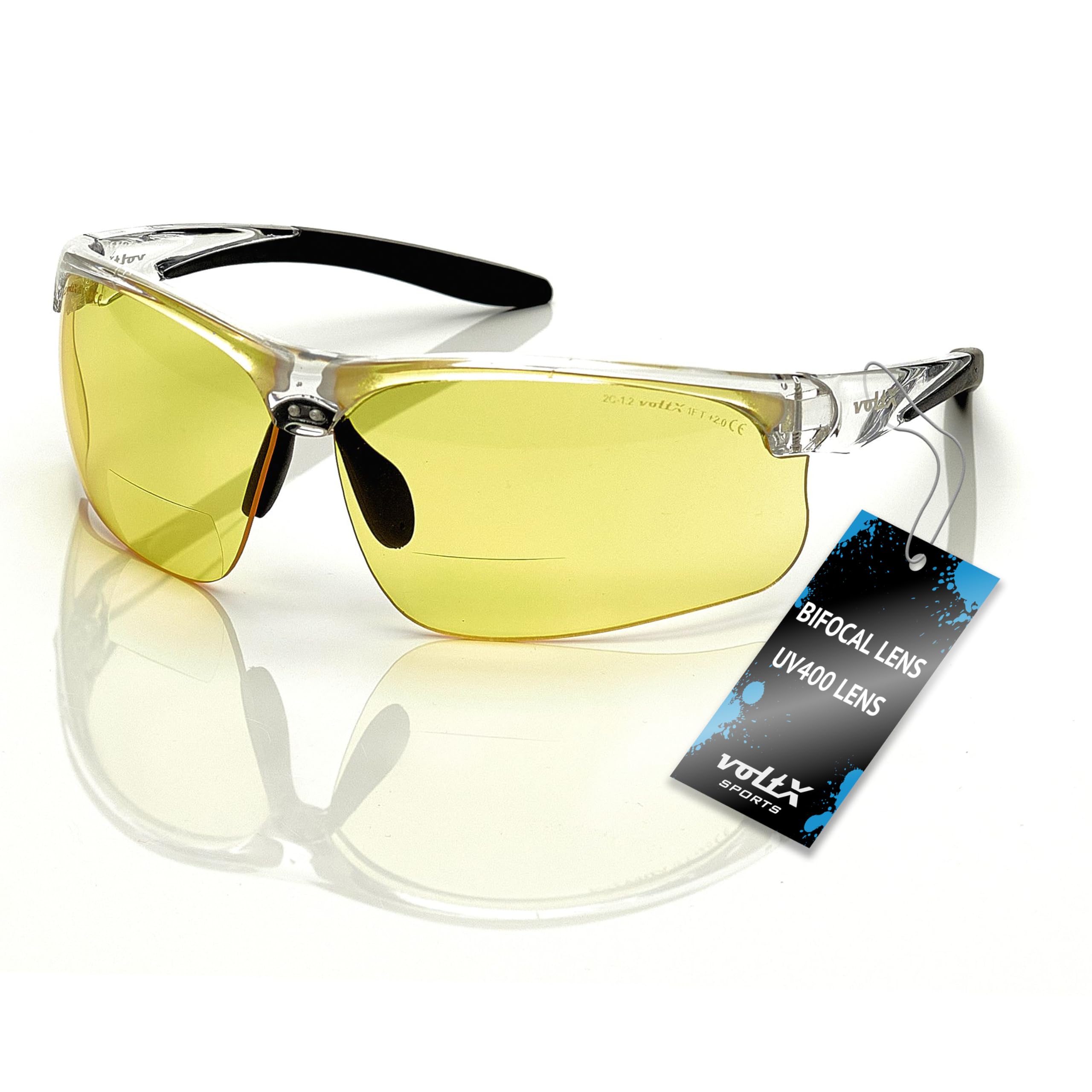voltX 'CONSTRUCTOR' BIFOCAL Reading Safety Glasses (CLEAR 1.0 Dioptre) CE EN166F certified/Cycling Sports Glasses includes safety cord UV400 anti fog coated lens