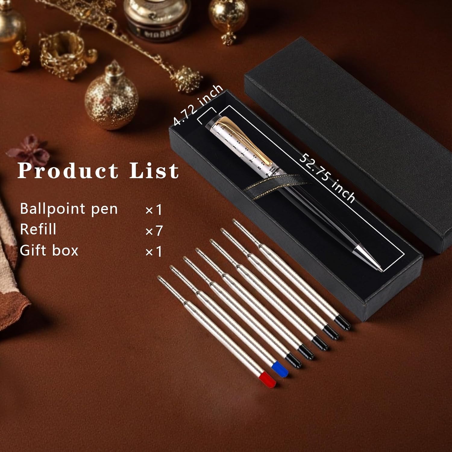 Luxury Ballpoint Pens, Retractable Metal Pen with 7 Refills (Black, Blue, Red) for Smooth Writing - Executive Office Desk Accessories, Ideal Gifts for Professionals, Teachers, Nurses - Image 5
