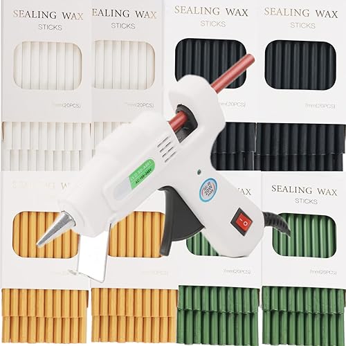 Miniatura 2 de 20 varillas de sellado de cera negra con pistola de pegamento de 0.28 pulgadas, juego de palos de sellado de cera para pistola de pegamento, ideal