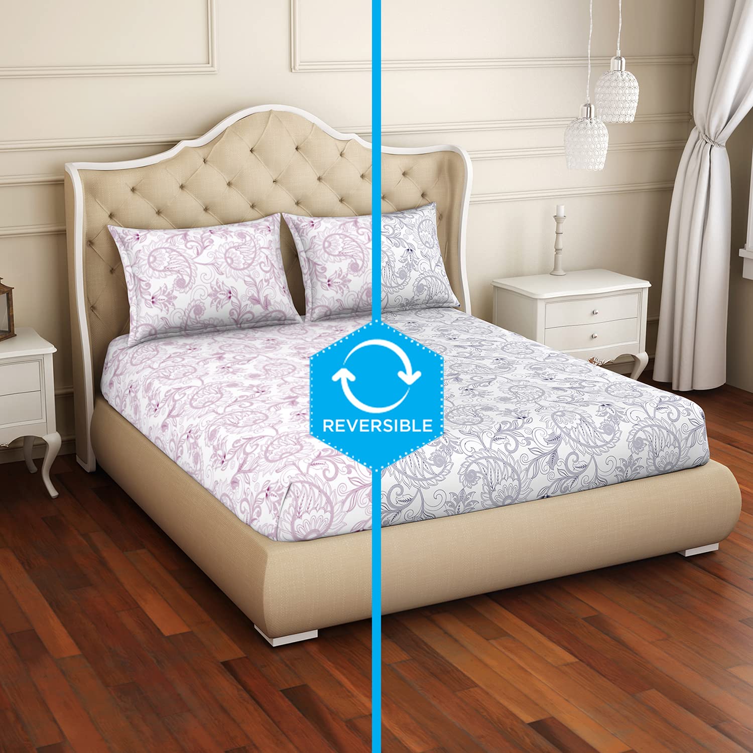 Welspun Cotton Rich Bedsheets Large Reversible Quick Dry No Color Loss