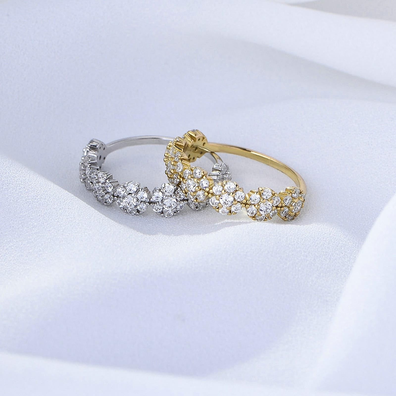 KnSam Anillos de boda Au750 de oro blanco, con diseño de flores de laboratorio, para parejas de oro 750, talla 62 (19,7)