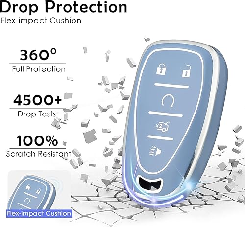 Miniatura 6 de OFFWEGO - Funda protectora para llavero de Chevrolet, funda protectora de TPU adecuada para Chevrolet Malibu Tahoe Camaro Equinox Cruze Silverado