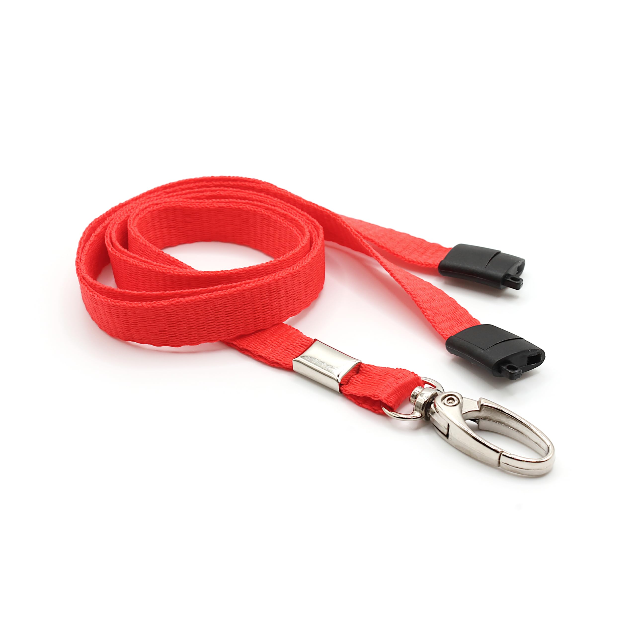 EasyBadge Red Lanyards for ID Badges with Safety Breakaway and Metal Lobster Clip - Pack of 100