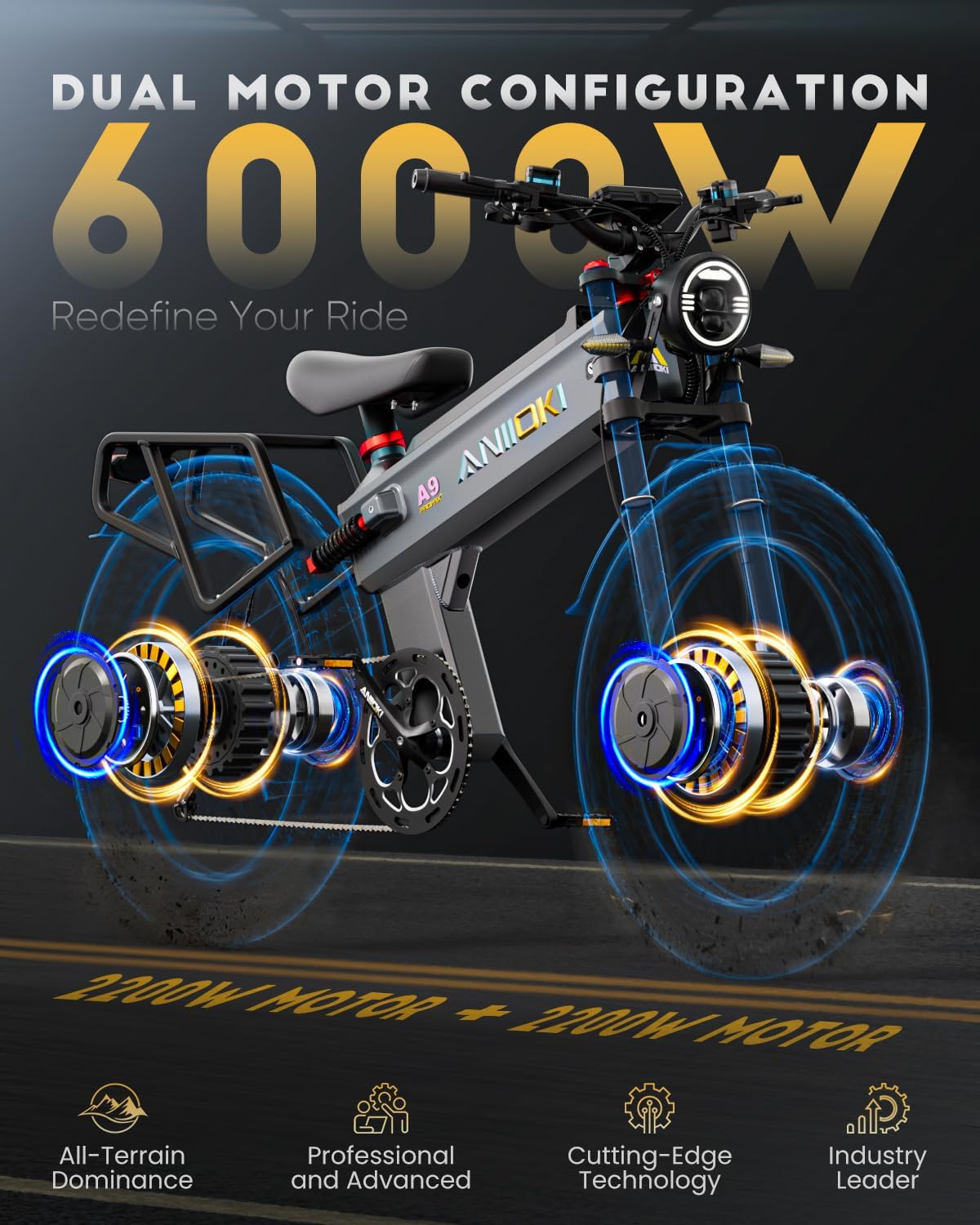 2026 Upgraded Electric Bike for Adults, 6000W Dual Motor eBike, 45 MPH, 70Ah Battery, Up to 255-Mile Range, 26" Fat Tire Bicycle for Commuting and Mountain Riding