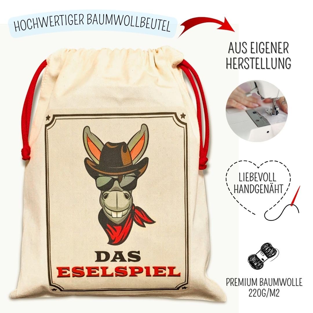 Mutou Das Eselspiel 2.0 ECKIG – 121 Teile aus Holz mit Stoffbeutel – Handgefertigtes Familienspiel