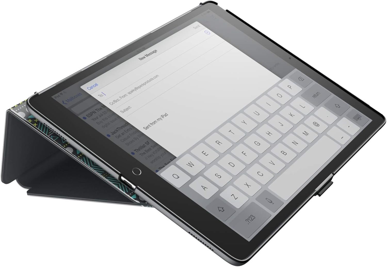 Speck Products Stylefolio Print iPad 9.7-Inch Case and Stand, (2017/2018), 9.7-Inch iPad Pro, iPad Air 2/Air, Geostripe Citron Green/Slate