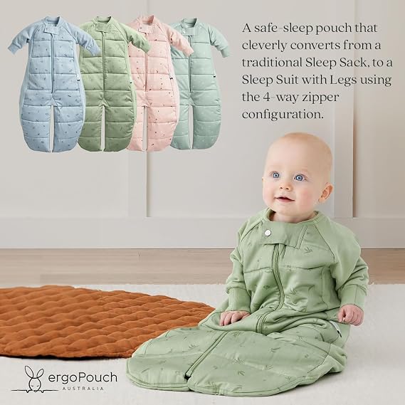 ergoPouch Sleep Suit Bag 2.5 TOG Baby Sleep Sack & Wearable Blanket, 2-in-1 Convertible Sack to Suit with Legs for Safe Movement, Regulates Temperature Overnight, Unisex (3-12 Months, Daisies)