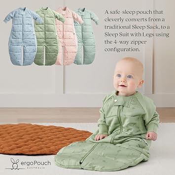 ergoPouch Sleep Suit Bag 2.5 TOG Baby Sleep Sack & Wearable Blanket, 2-in-1 Convertible Sack to Suit with Legs for Safe Movement, Regulates Temperature Overnight, Unisex (3-12 Months, Daisies)