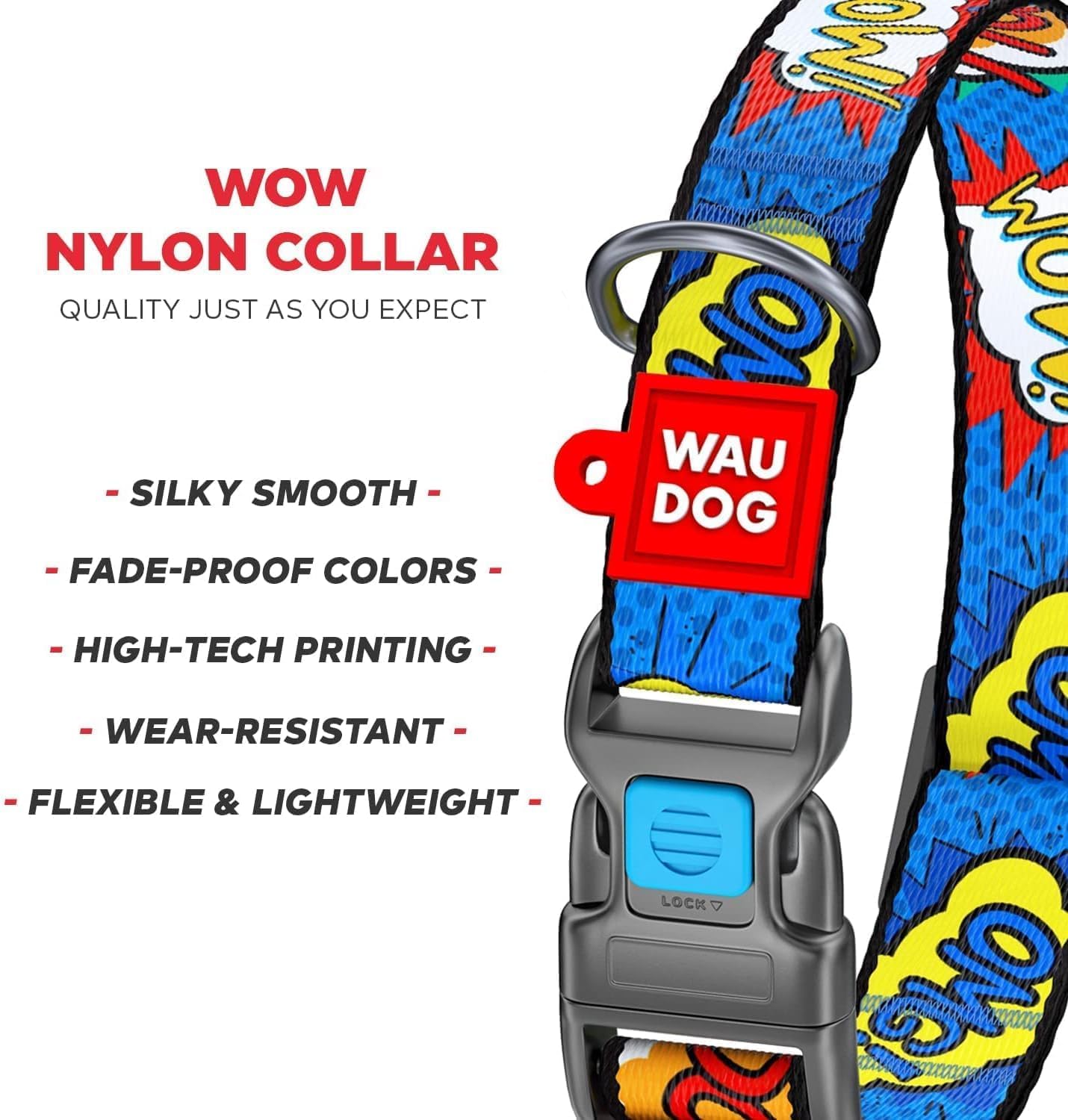 Nylon Dog Collar and Leash Set - Adjustable Dog Collar for Large Dogs, Small & Medium Dogs - Puppy Collars for Large Breed - Boy & Girl Collars with Durable Plastic Buckle and QR Tag