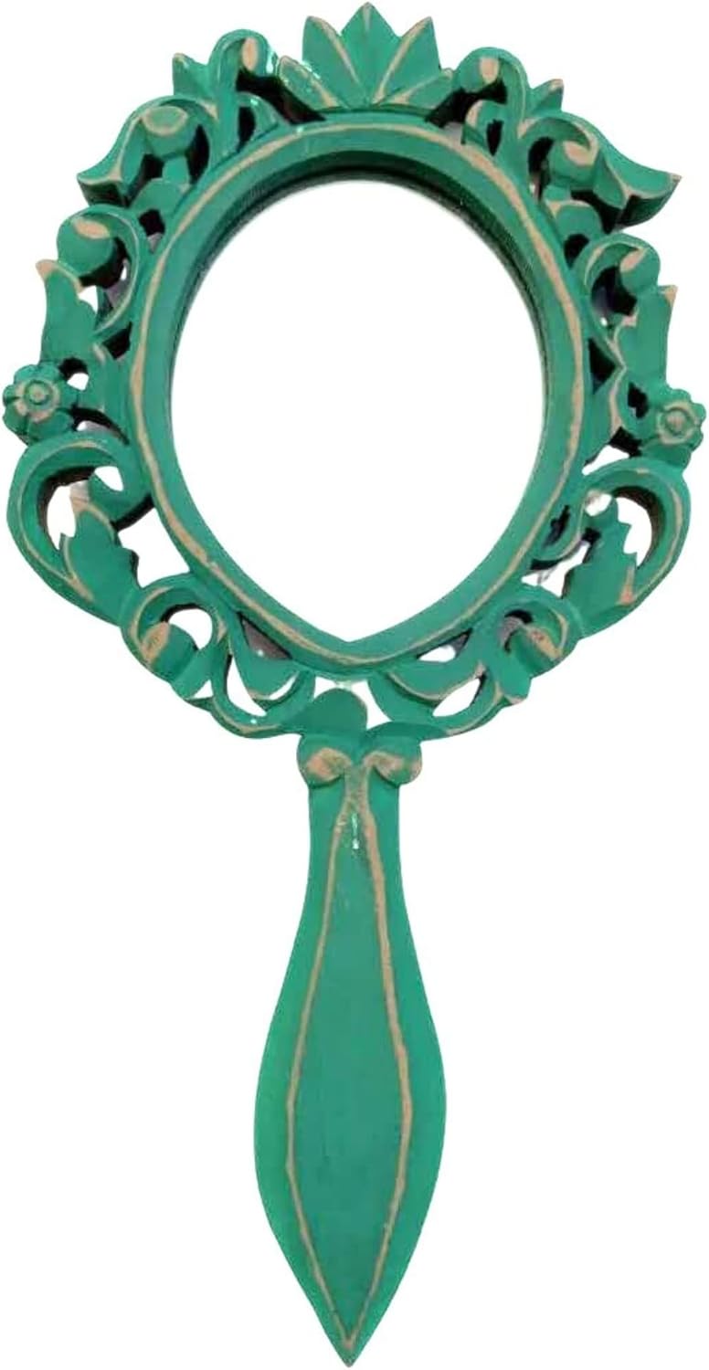 collectiblesBuy Handmade Floral Handheld Vanity Mirror with Handle Portable Makeup Mirror Decorative Beauty Organizer for Travel, Home & Dressing Table Décor