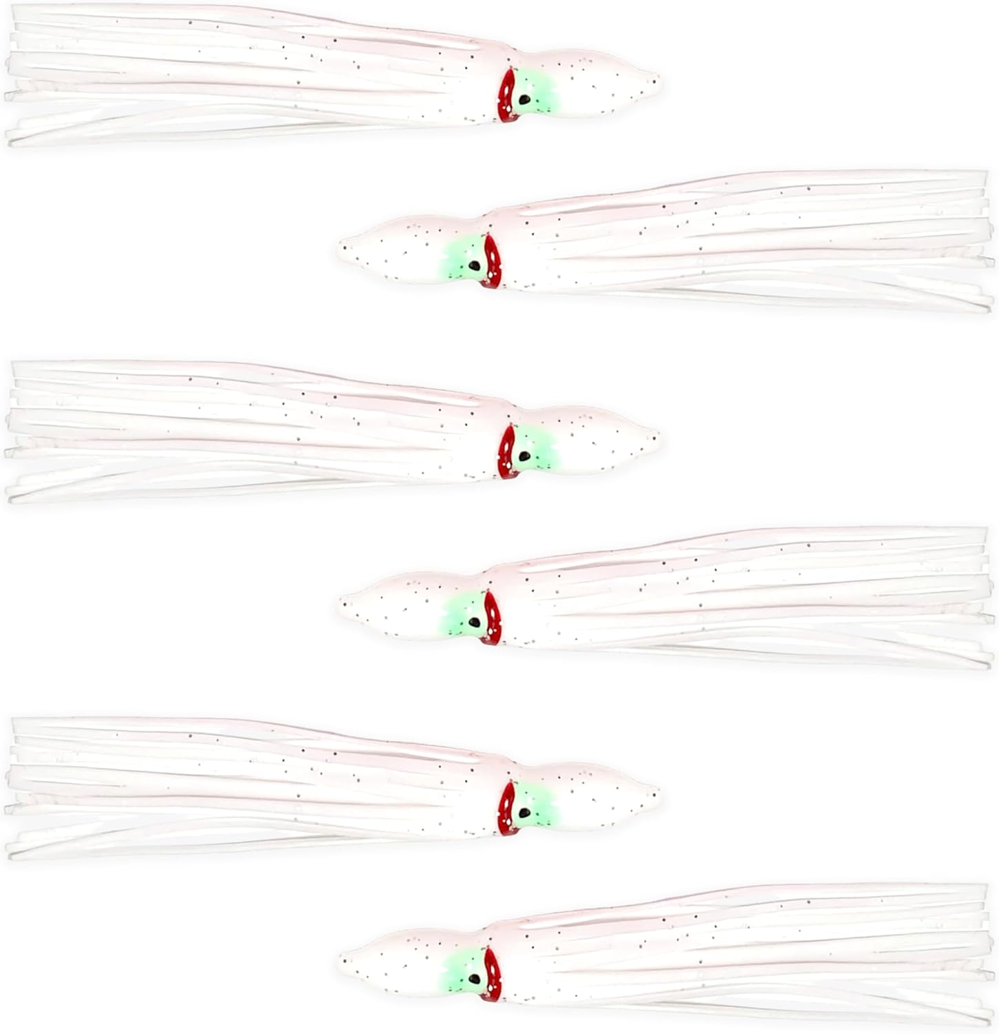 4.75" Hoochie Squid Skirts, 40 Pcs White Soft Plastic for Saltwater & Freshwater Trolling, Ideal for Tuna, Salmon, Mahi & Offshore Game Fishing