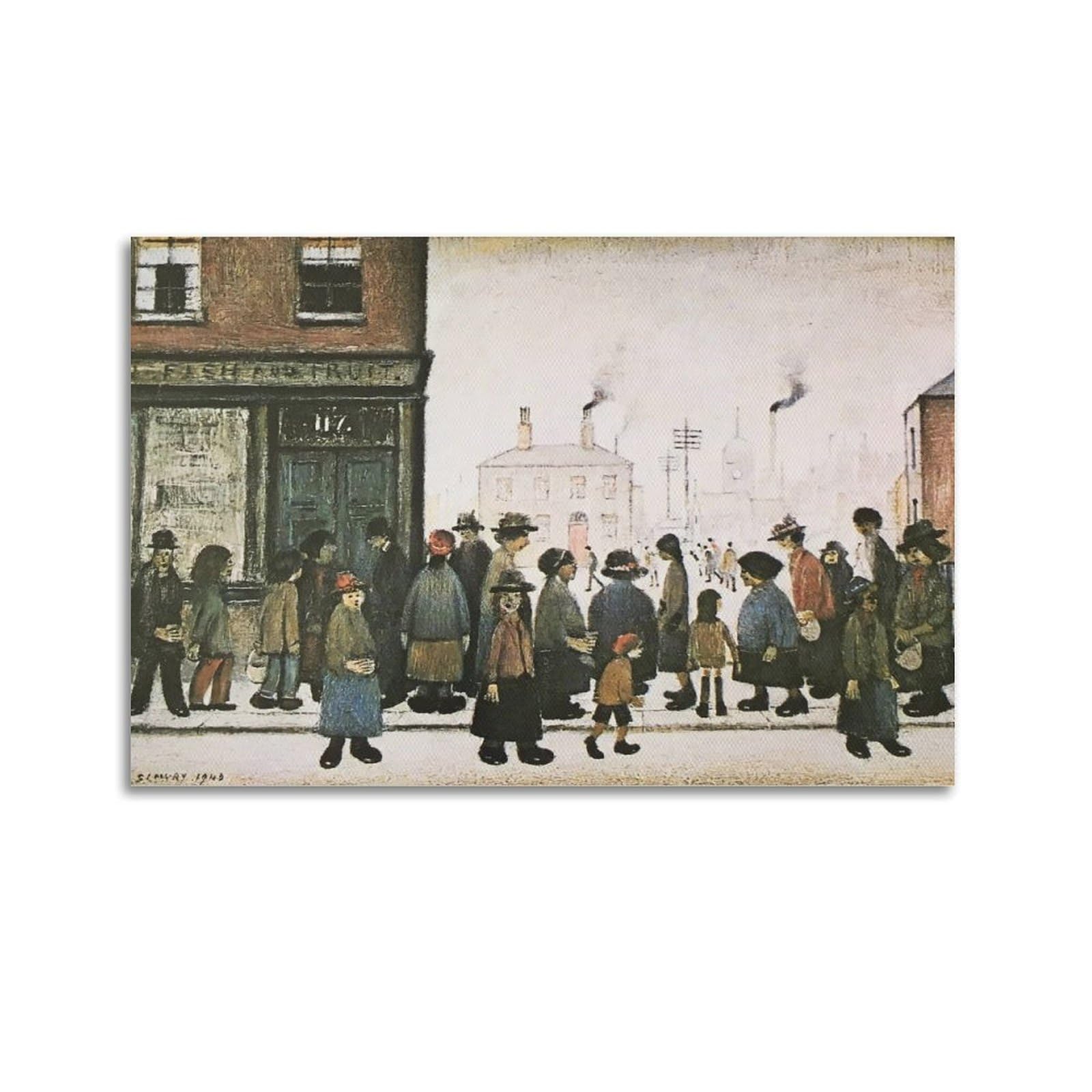 KANGZENG L. S. Lowry Painter Works (waiting for The Shops to Open) Art Posters Canvas Wall Art Decorative Picture Prints Modern Decor 24x36inch(60x90cm)