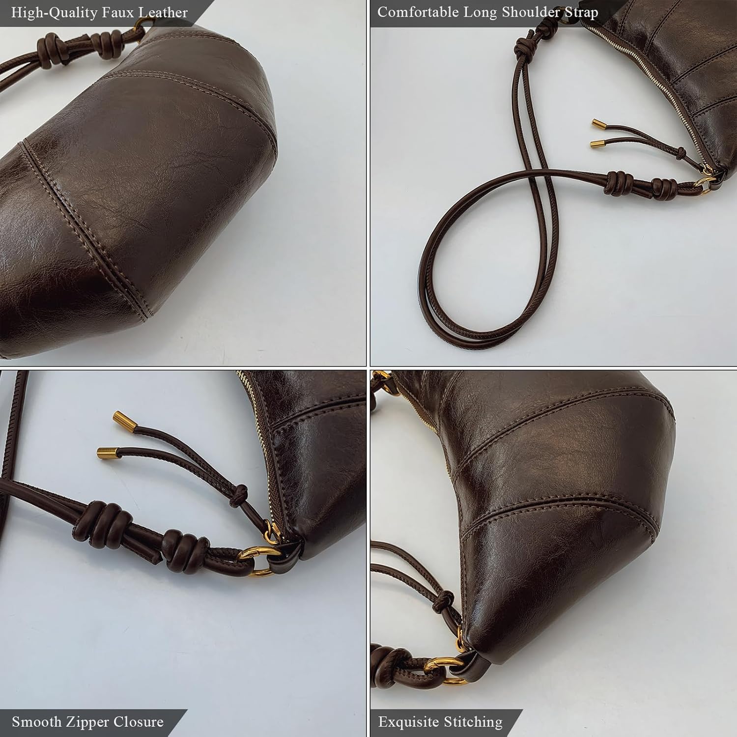 POAPRRD Suede Bags for Women Small Suede Purses Crescent Bag Crossbody Shoulder Bag Trendy Tote Handbags - Image 5