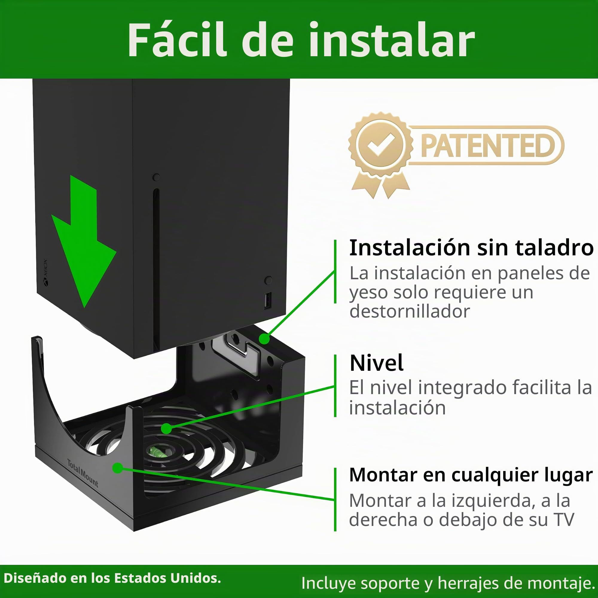TotalMount Soporte de Pared para la Consola Xbox Series X con gestión del Calor y Clip de Seguridad Negro