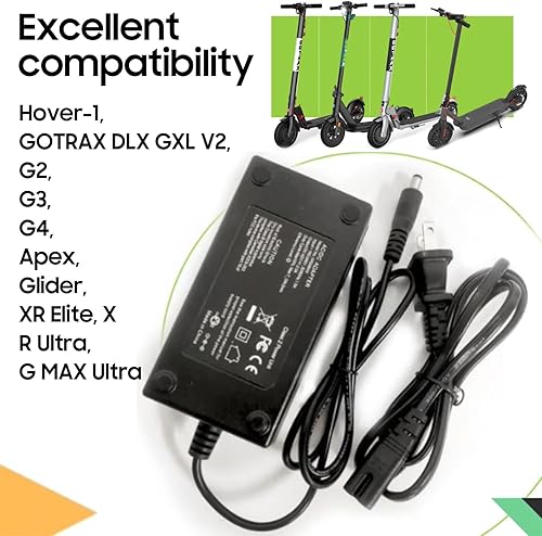 Miniatura 3 de Cargador de repuesto para scooter eléctrico Gotrax de 1 clavija con punta de 0.217 in, universal, compatible con batería de 36 V, Jetson Go Trax G2