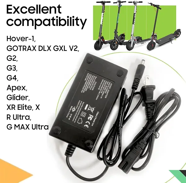 Falamiao 42V 2A Charger Replacement for Gotrax Electric Scooter 1 Prong with 5.5mm tip Universal Compatible with 36V Battery Jetson Go Trax G2 G3 G4,GXL V2,Rival,XR Ultra/Elite,Apex