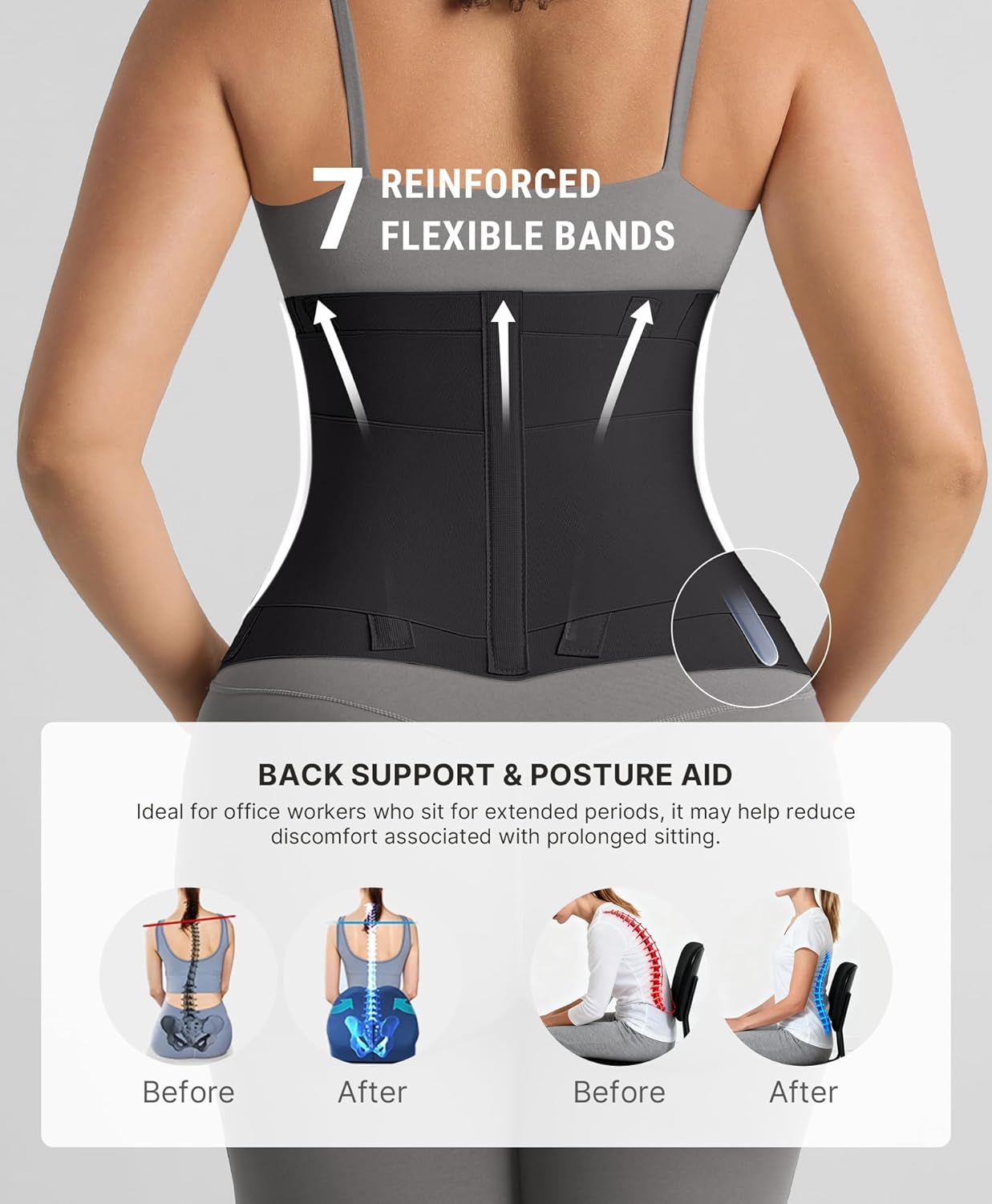 FeelinGirl Waist Trainer Belt for Women Waist Cincher Waist Trimmer Corset Adjustable Hook Loop Tummy Control Slimming - Image 3