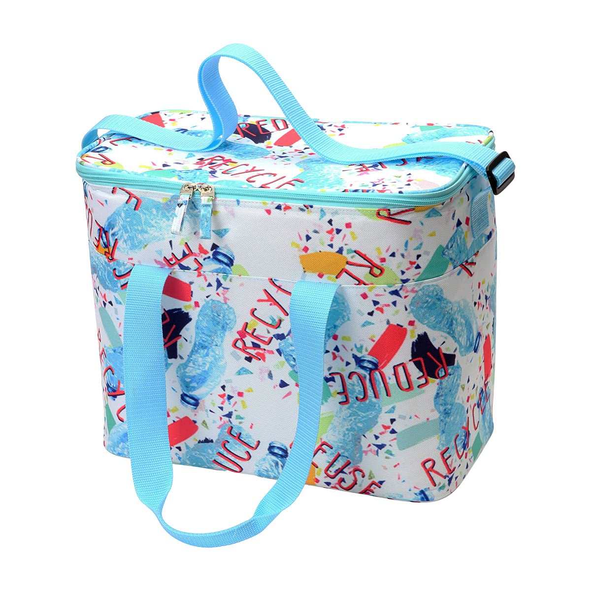 Dexam Reuse, Reduce, Recycle, rPET Cooler Bag - Insulated Ice Chest Made from Recycled Plastic with Zip Fastening and Adjustable Carry Strap