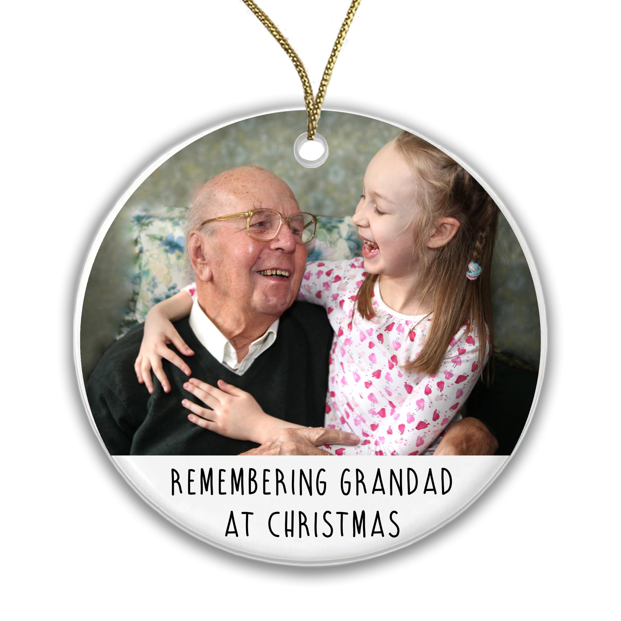 Memorial Christmas Photo Bauble - Grandad Family Passed In Memory Love Tree Decoration - Add your name and photo (Ceramic, Decoration Only)