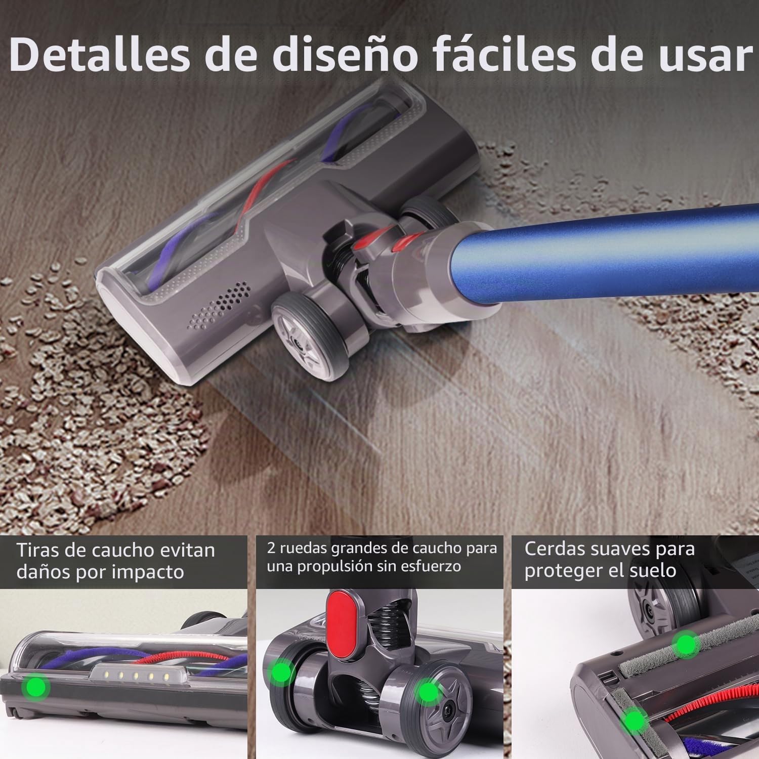 Kit de repuesto de cepillo para aspiradora Dyson V11, V10, V8, V7, V15, con boquilla de suelo, luces frontales, 2 rodillos de repuesto para alfombra y suelo duro, SV10, SV12, SV15, SV18