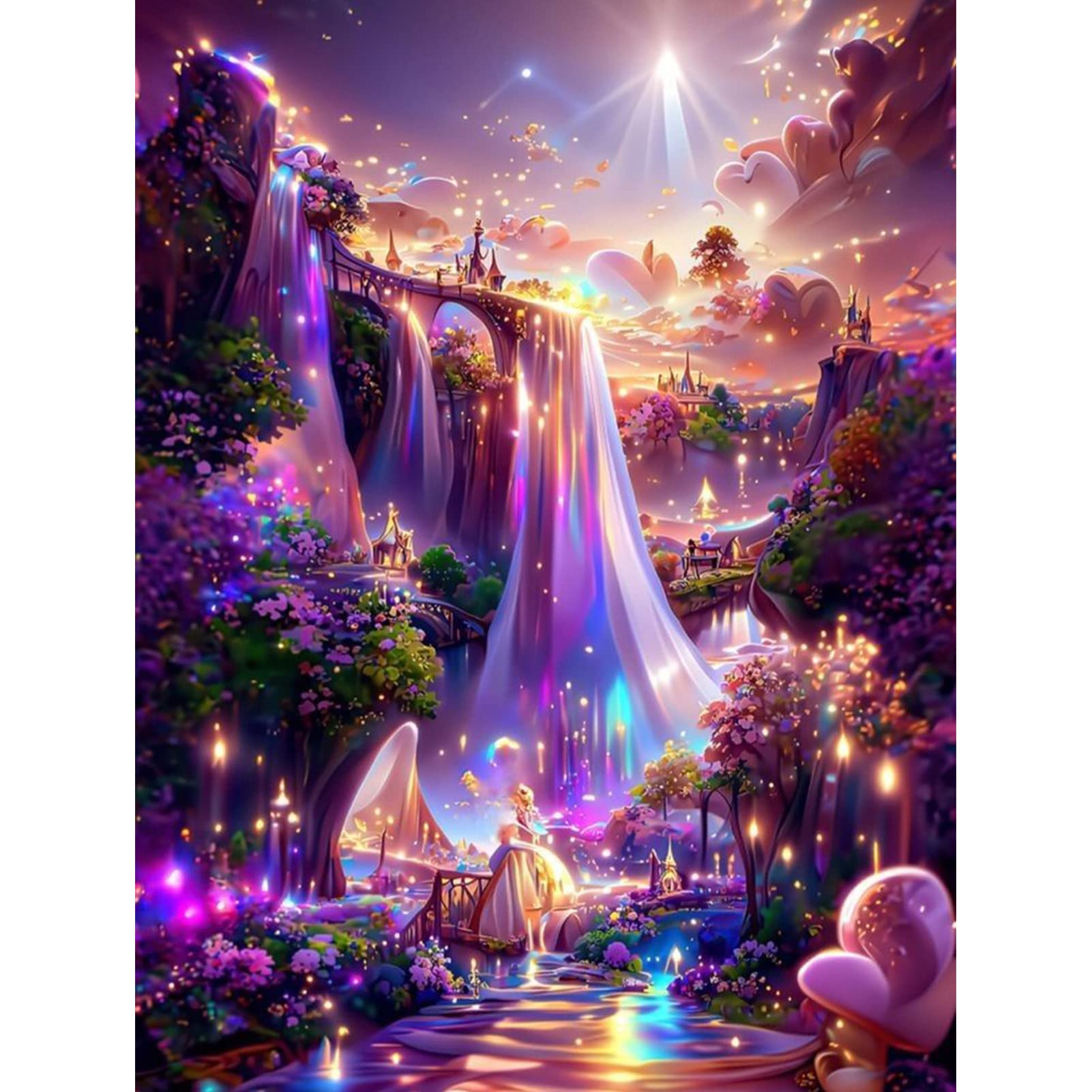 DAERLE Diamond Painting Kits for Adults Wonderland Diamond Art Full Round Diamond Paining Diamond Embroidery Paintings Diamond Art Kit Arts Craft Kits for Adults for Home Decor 30x40cm Waterfall