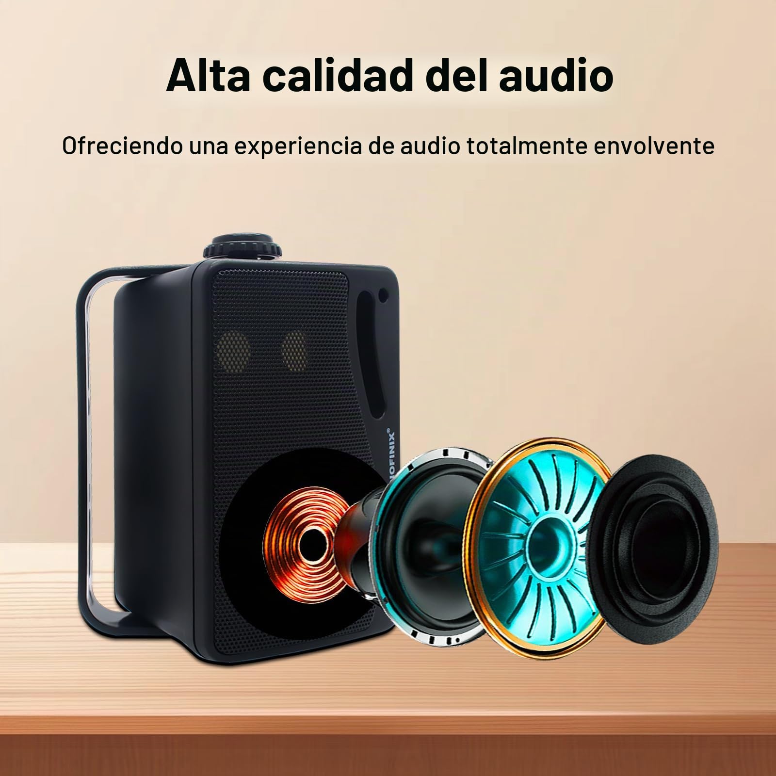 STUDIOFINIX Altavoces Bluetooth con Cable para Exteriores de 3.5 Pulgadas, Impermeables, 3 vías de 200 W, Altavoces de Montaje en Pared, Uso Patio, Cubierta, Interior y Exterior