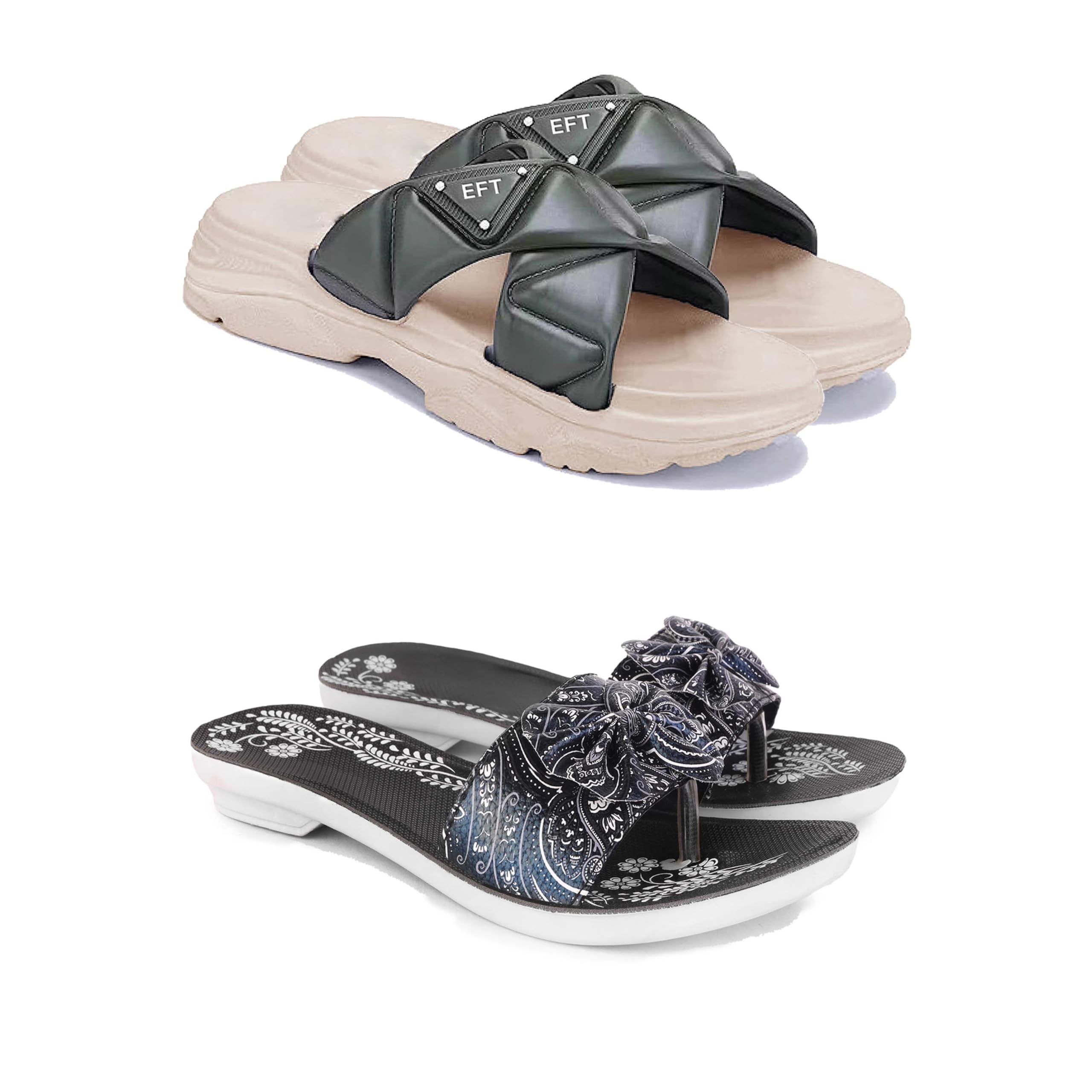 Women's Sandals | Lightweight Wear| Stylish & Easy to Wear For Women'S PCV-SAN-(2-COMBO)-1891-1967