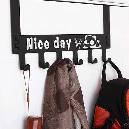 Heavy Duty CarbonMetal Over Door Hanger for Cloths, Drill Free Door Handing Hooks Suitable for Bathroom, Bedroom, Kitchen | Scarf, Coat, Towel Holder | Removable Door Hanger, Carbon Steel