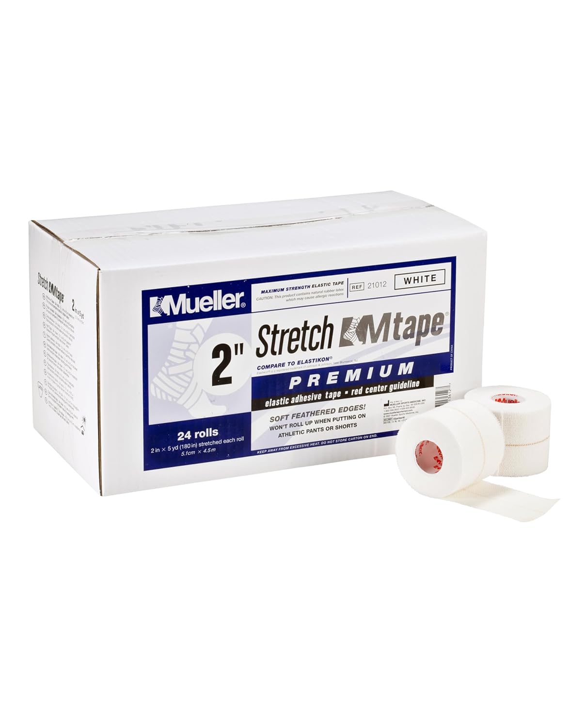 Mueller Stretch M-Tape Premium, 2'' x 5yd, Pack of 24, White